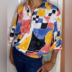 VINTAGE Satin Blouson Top S/M